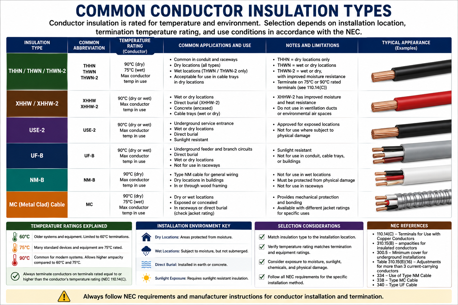 Illustration of conductor construction and the factors that affect electrical conductor ampacity