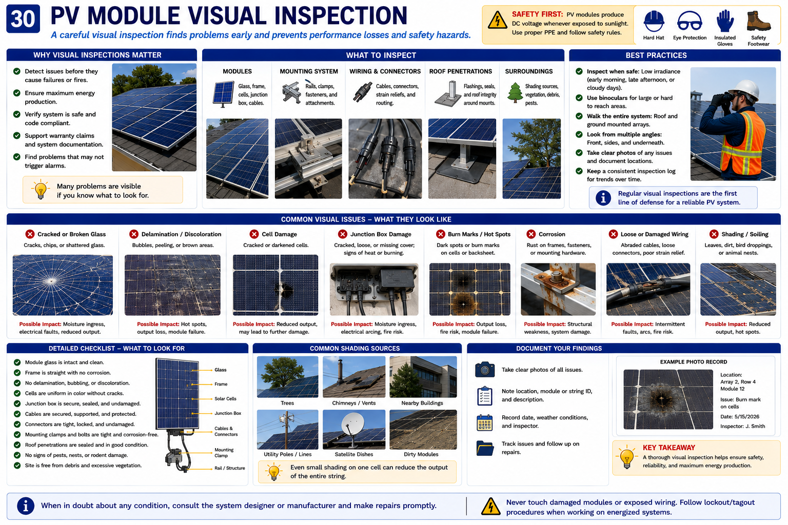 Comparison of a normal photovoltaic module with a visibly damaged photovoltaic module